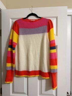THML Wool Striped Colorful Round Neck Long Sleeve Sweater Size Medium